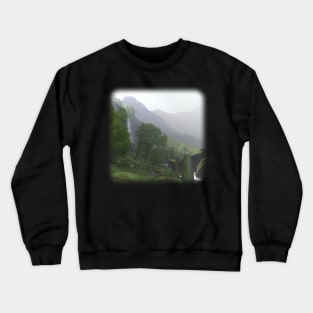 Beautiful mountain landscape in the fog Crewneck Sweatshirt